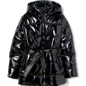 H&M shiny patent belted puffer coach
